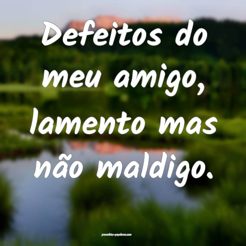 Defeitos do meu amigo, lamento mas não maldigo.
...