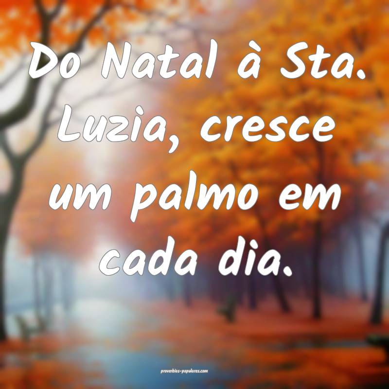 Do Natal à Sta. Luzia, cresce um palmo em cada dia.
...