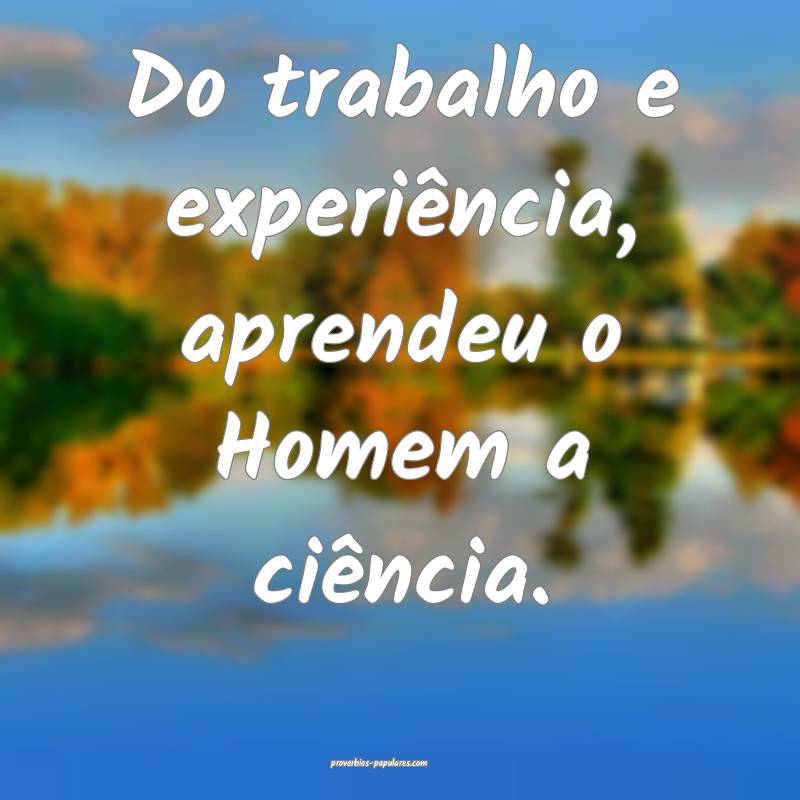 Do trabalho e experiência, aprendeu o Homem a ciência.
...