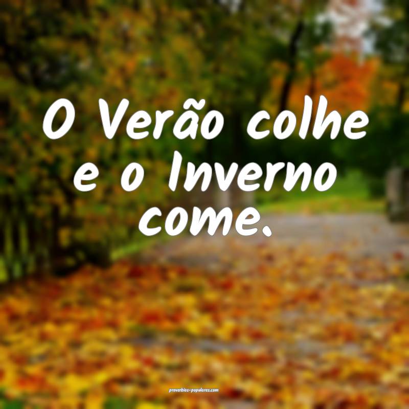 O Verão colhe e o Inverno come.
...