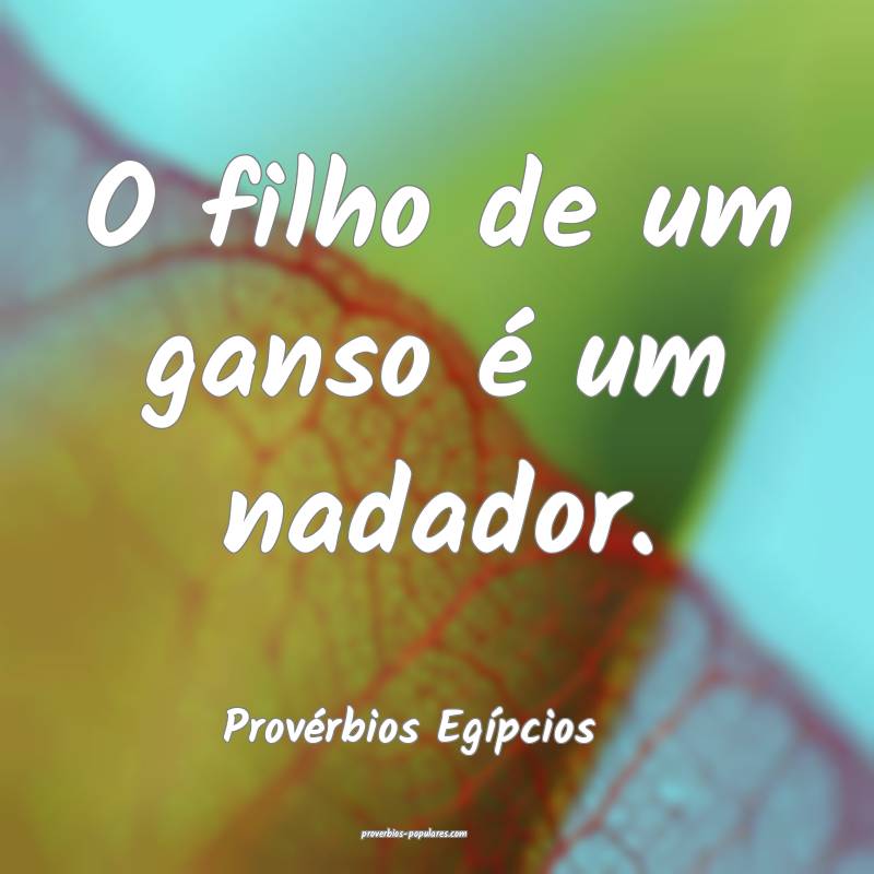 O filho de um ganso é um nadador.
...