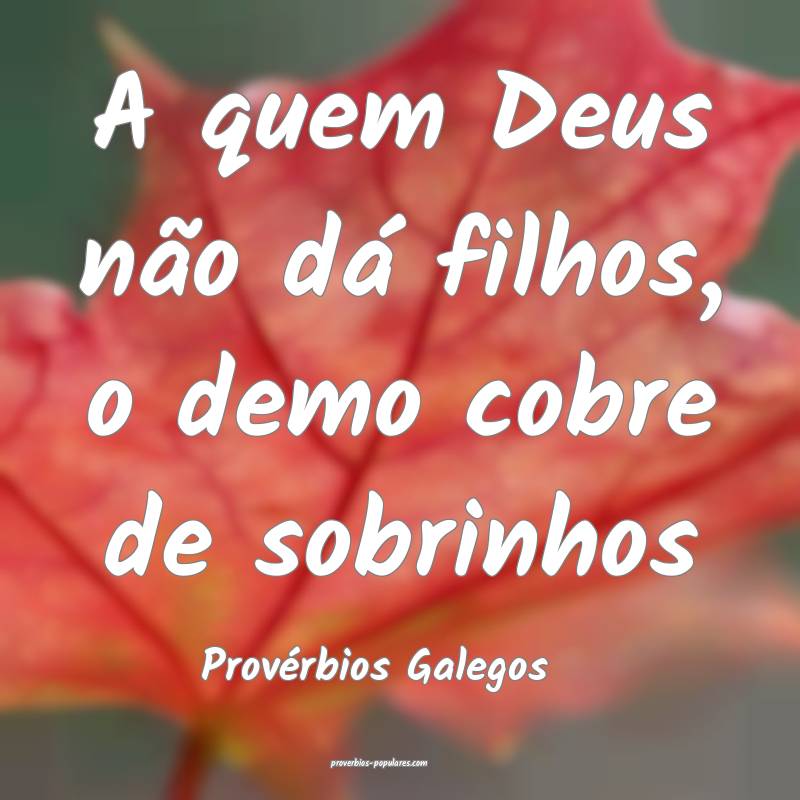 A quem Deus não dá filhos, o demo cobre de sobrinhos
...
