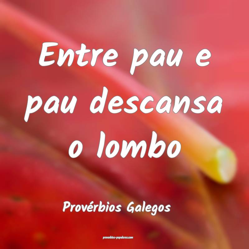 Entre pau e pau descansa o lombo
...