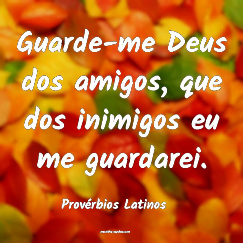 Provérbios Latinos - Guarde-me Deus dos amigos, q ...