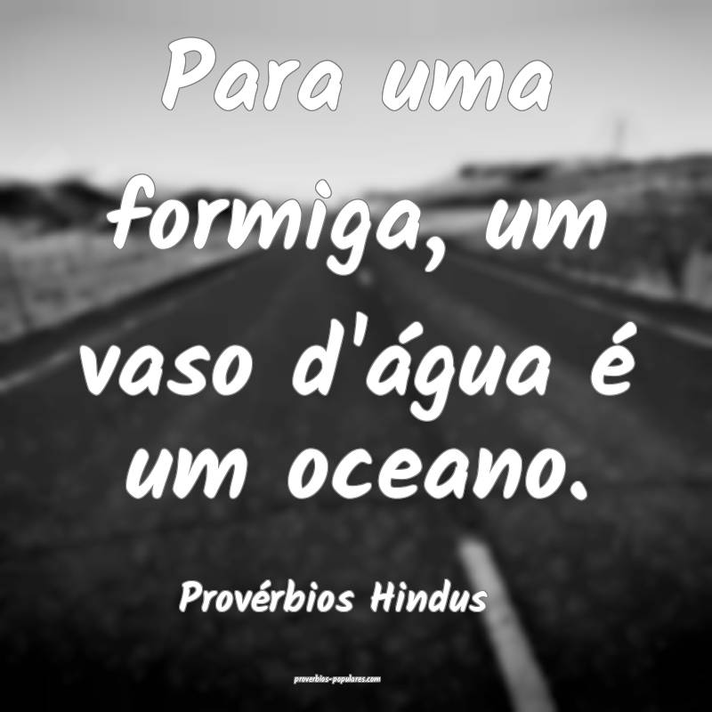 Provérbios Hindus - Para uma formiga, um vaso d' ...