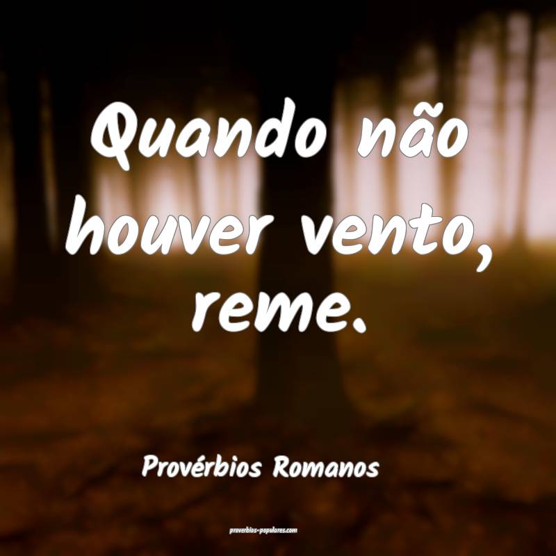 Quando não houver vento, reme....