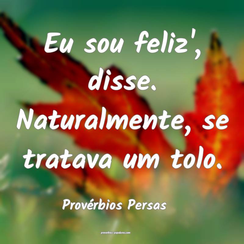 Eu sou feliz', disse. Naturalmente, se tratava um tolo.
...