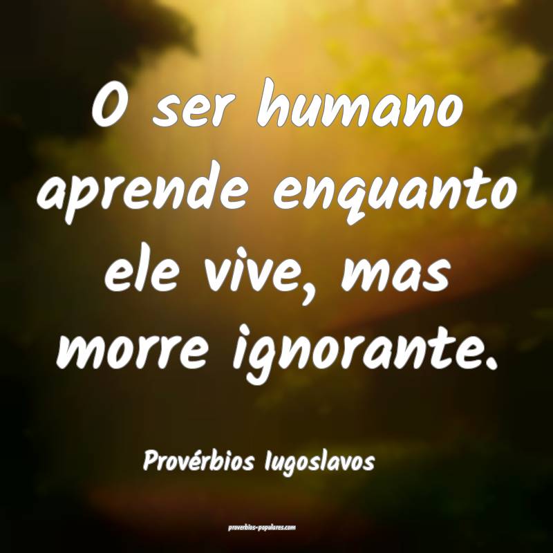 O ser humano aprende enquanto ele vive, mas morre ignorante.	
...
