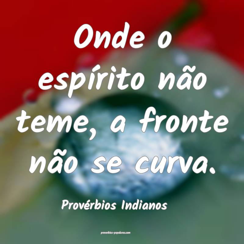 Onde o espírito não teme, a fronte não se curva.
...