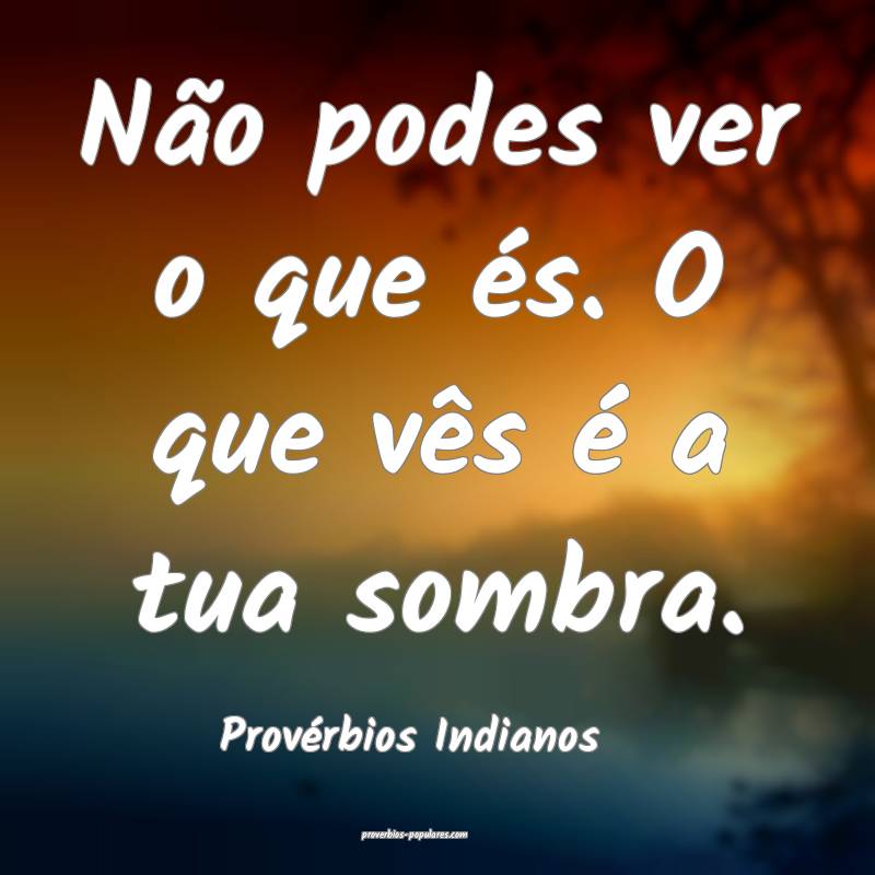 Não podes ver o que és. O que vês é a tua sombra.
...