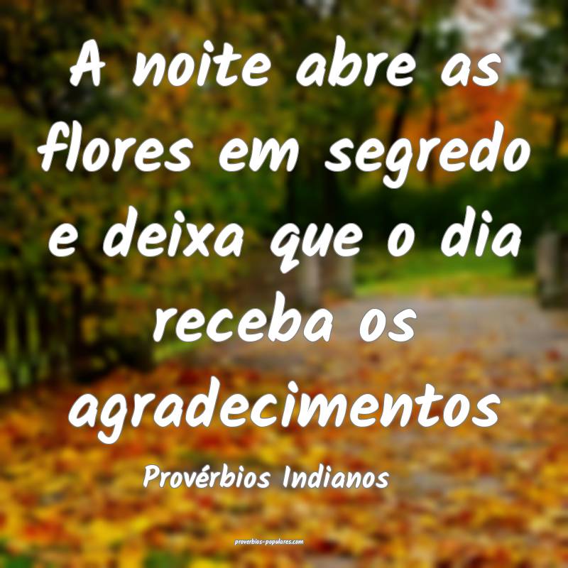 A noite abre as flores em segredo e deixa que o dia receba os agradeci...