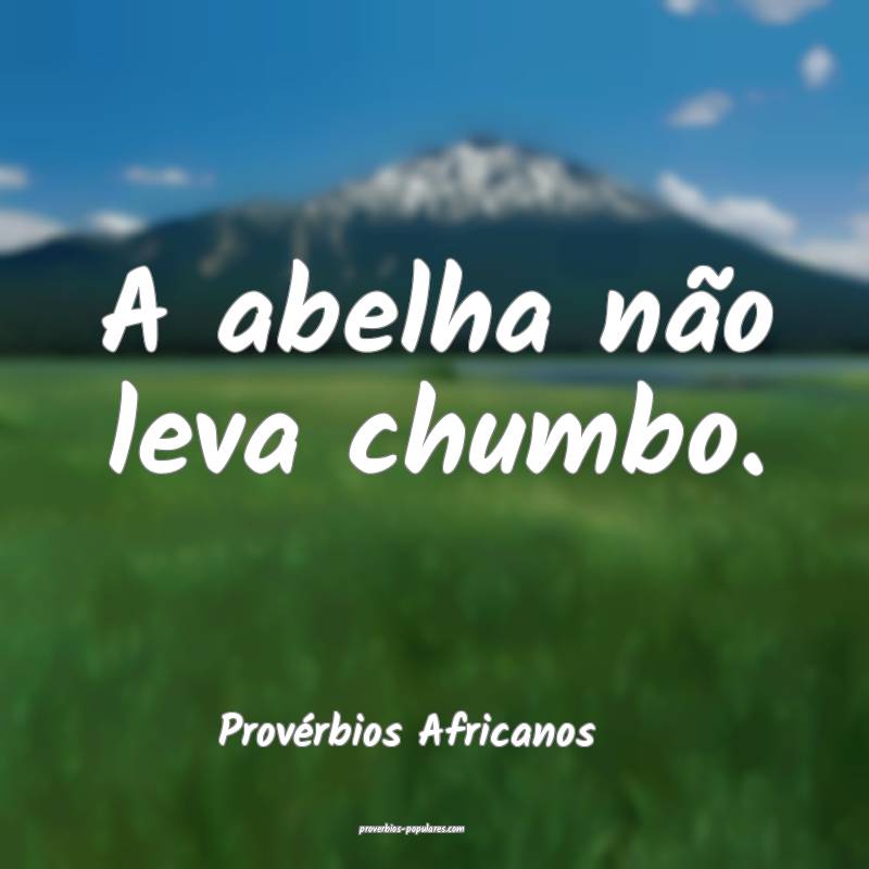 Provérbios Africanos - A abelha não leva chumbo. ...