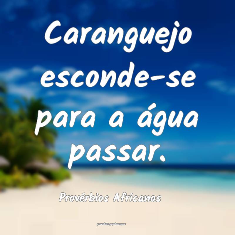 Caranguejo esconde-se para a água passar.
...