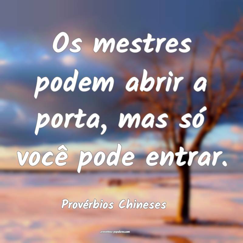 Os mestres podem abrir a porta, mas só você pode entrar.
...