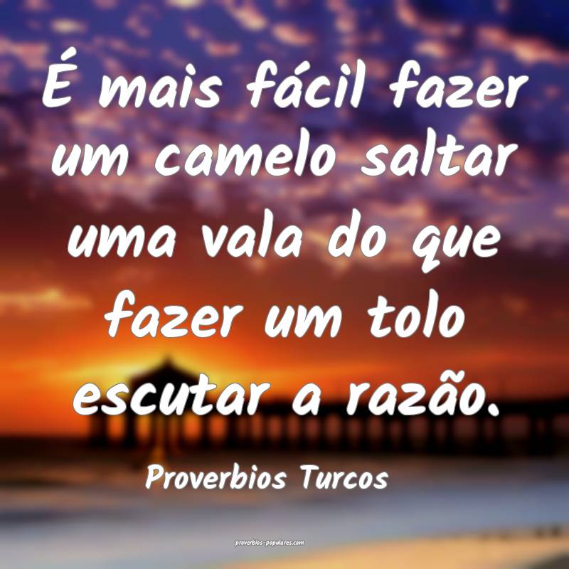 É mais fácil fazer um camelo saltar uma vala do que fazer um tolo es...