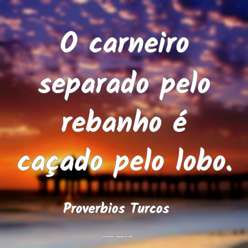 O carneiro separado pelo rebanho é caçado pelo lobo.
...
