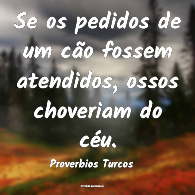 Proverbios Turcos - Se os pedidos de um cão fosse ...