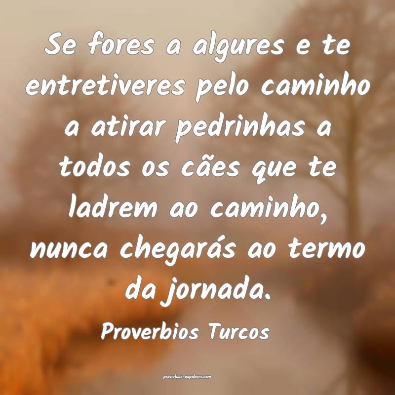 Se fores a algures e te entretiveres pelo caminho a atirar pedrinhas a...