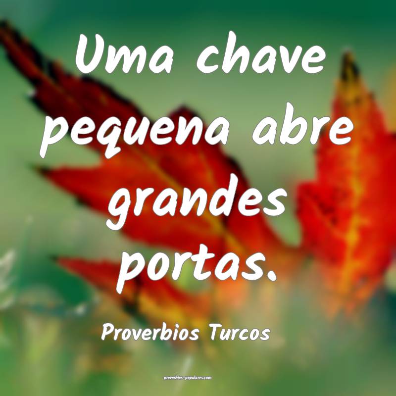 Uma chave pequena abre grandes portas.
...