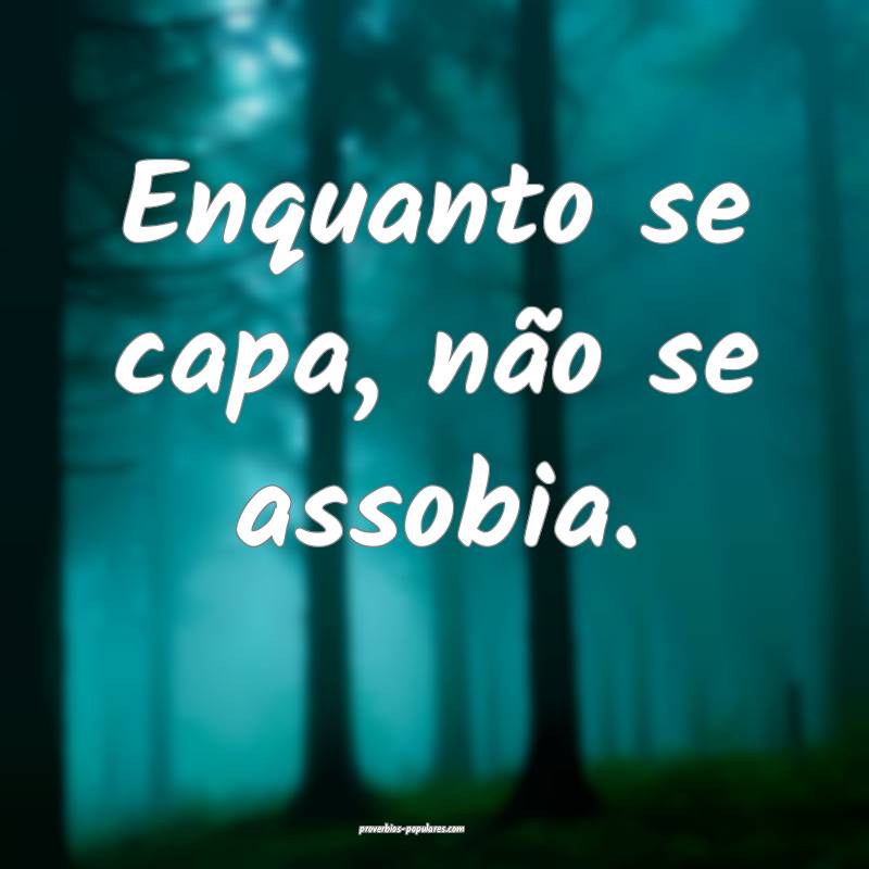 Enquanto se capa, não se assobia.
 ...