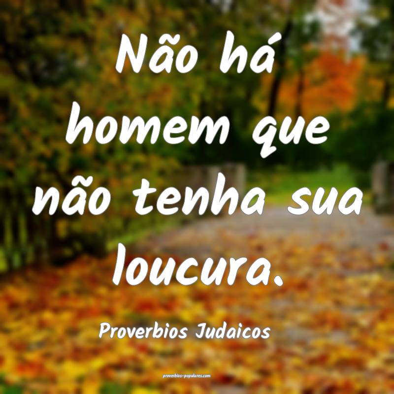 Não há homem que não tenha sua loucura.
...