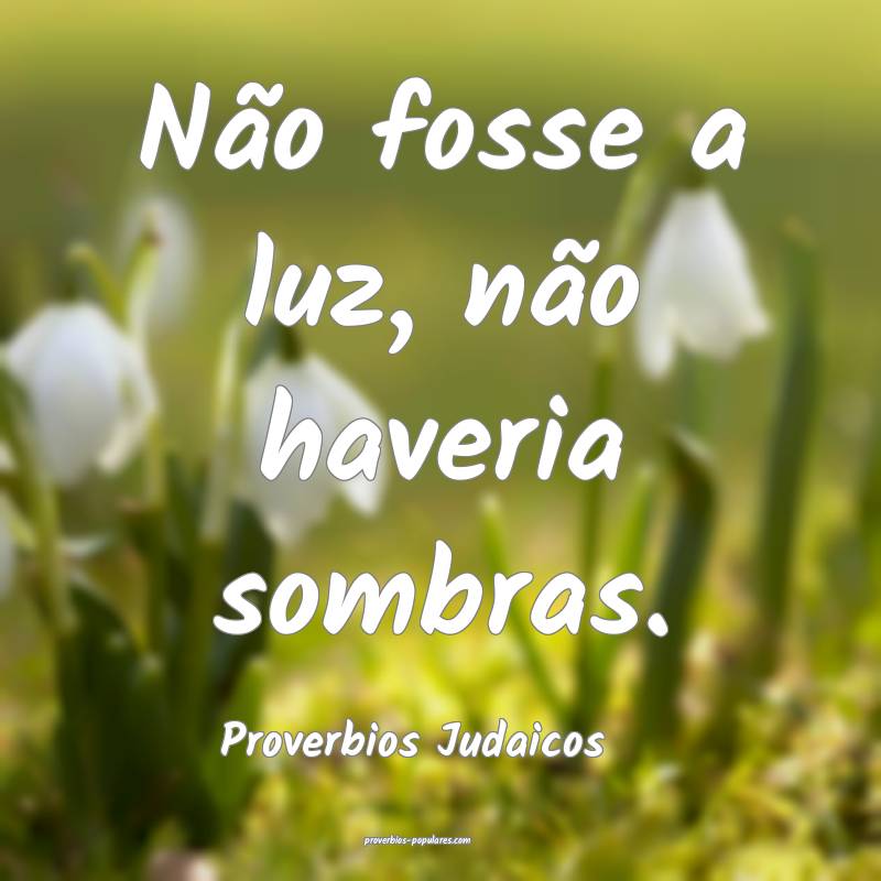Não fosse a luz, não haveria sombras.
...