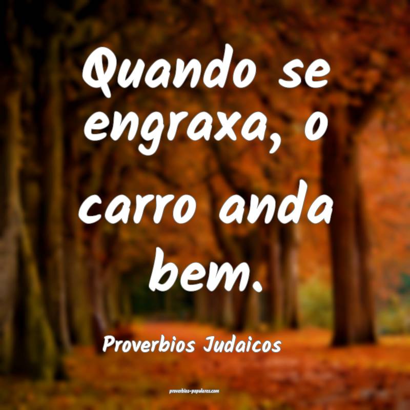 Quando se engraxa, o carro anda bem.
...