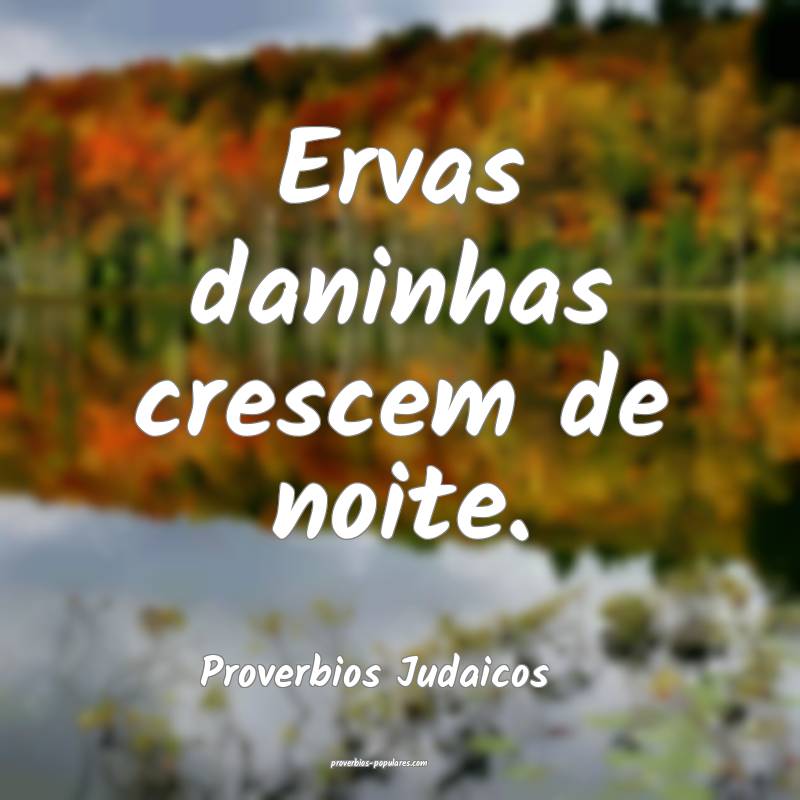 Ervas daninhas crescem de noite.
...