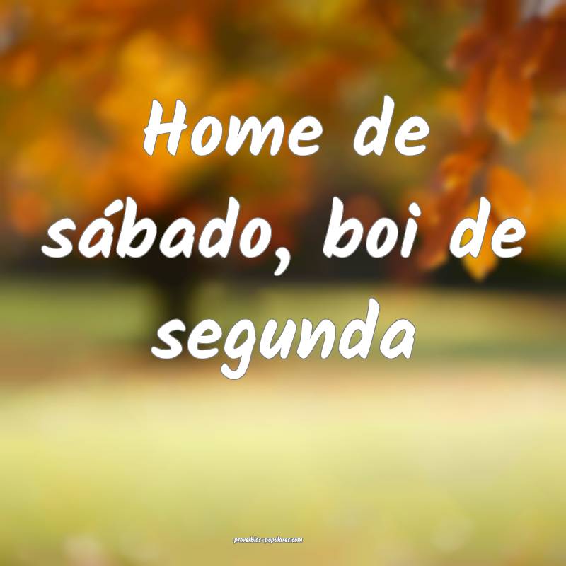 Home de sábado, boi de segunda...