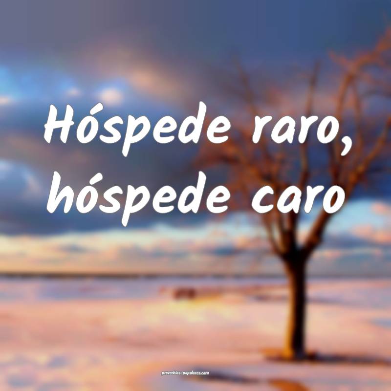 Hóspede raro, hóspede caro...