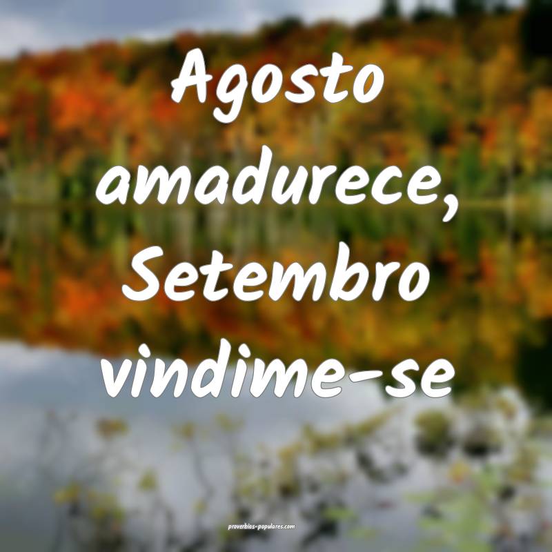 Agosto amadurece, Setembro vindime-se...