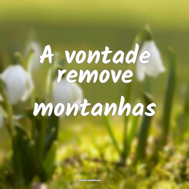 A vontade remove montanhas ...