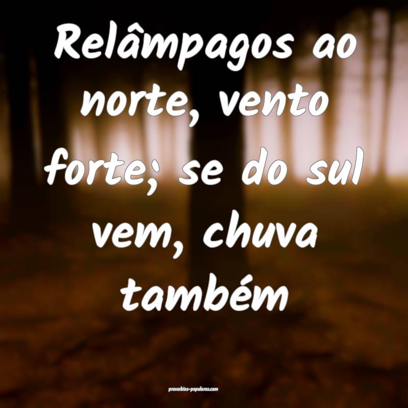 Relâmpagos ao norte, vento forte; se do sul vem, chuva também...