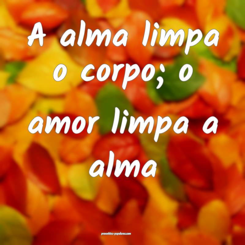 A alma limpa o corpo; o amor limpa a alma...