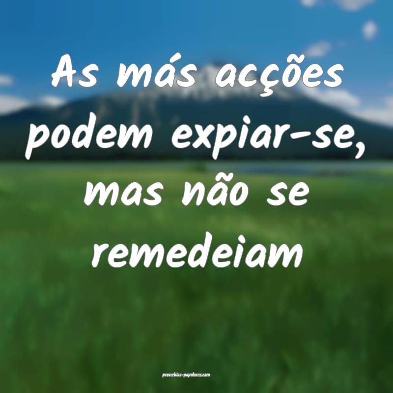 As más acções podem expiar-se, mas não se remedeiam...