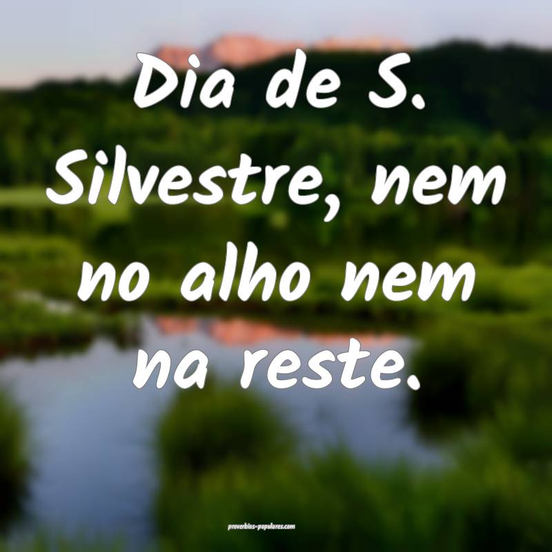 Dia de S. Silvestre, nem no alho nem na reste....