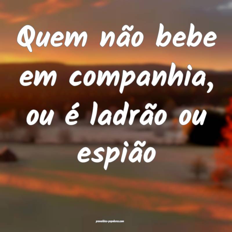 Quem não bebe em companhia, ou é ladrão ou espi ...