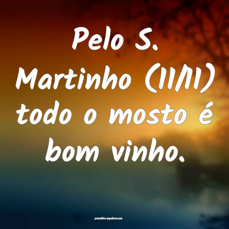 Pelo S. Martinho (11/11) todo o mosto é bom vinho ...