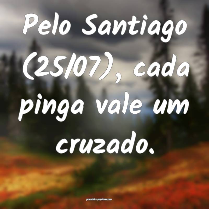 Pelo Santiago (25/07), cada pinga vale um cruzado.
...