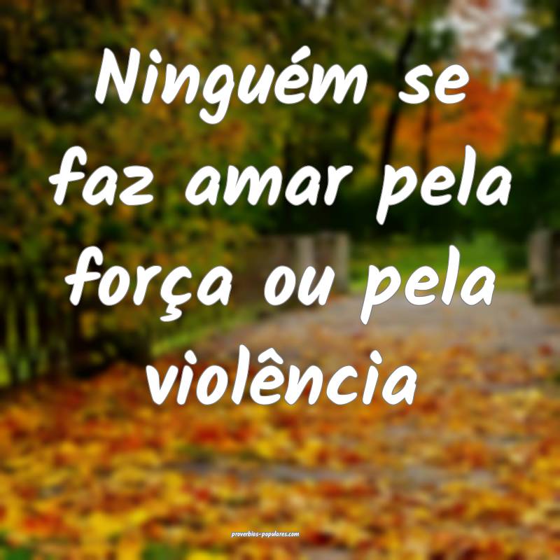 Ninguém se faz amar pela força ou pela violência...