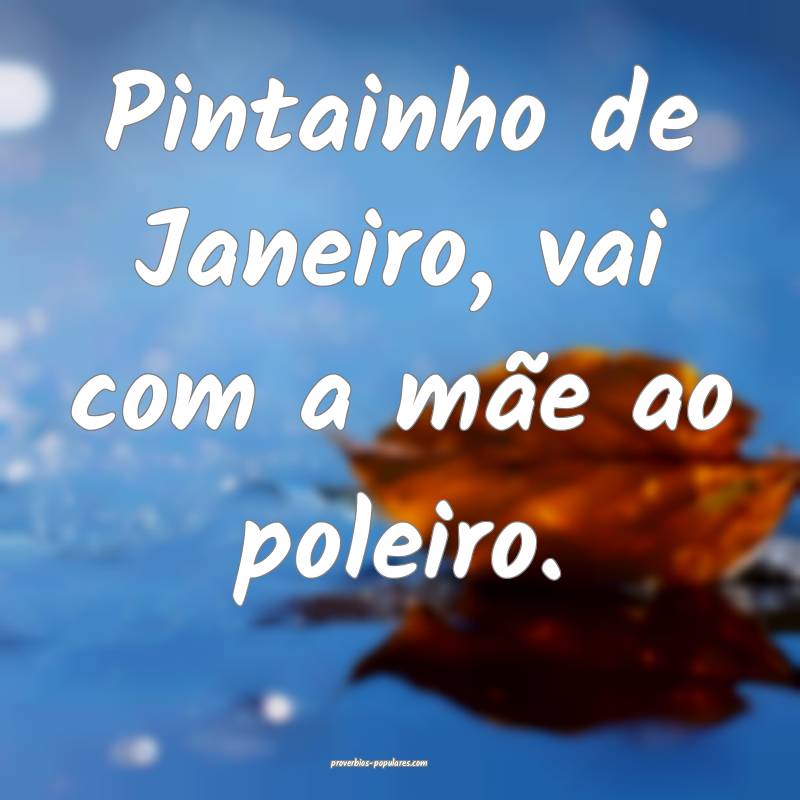 Pintainho de Janeiro, vai com a mãe ao poleiro.
...