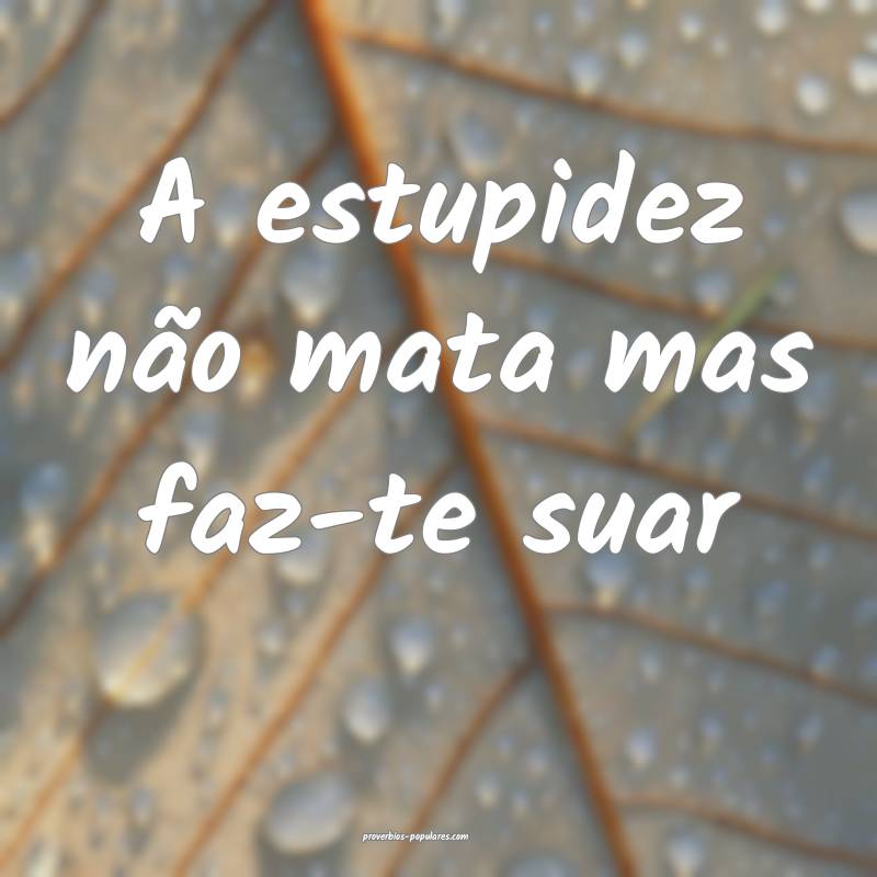 A estupidez não mata mas faz-te suar ...
