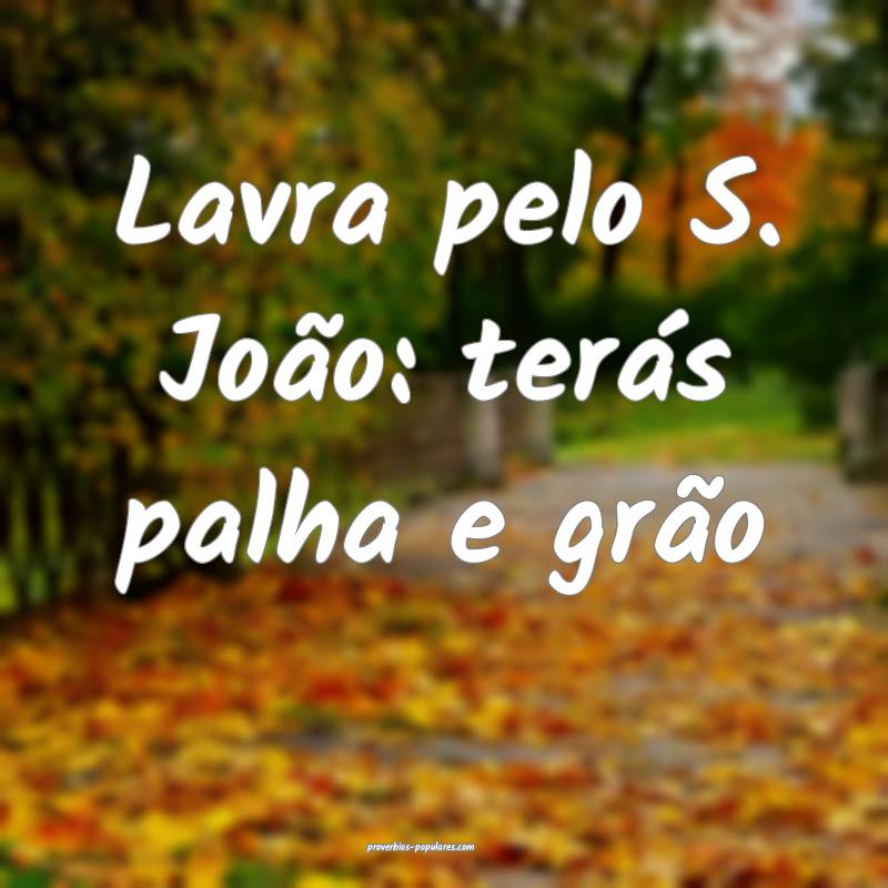 Lavra pelo S. João: terás palha e grão...