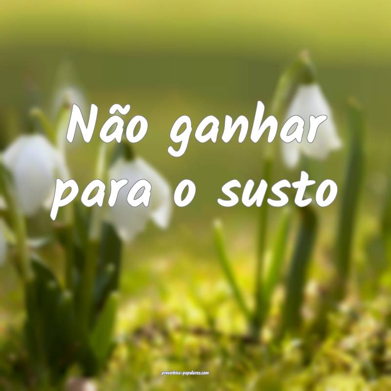 Não ganhar para o susto ...