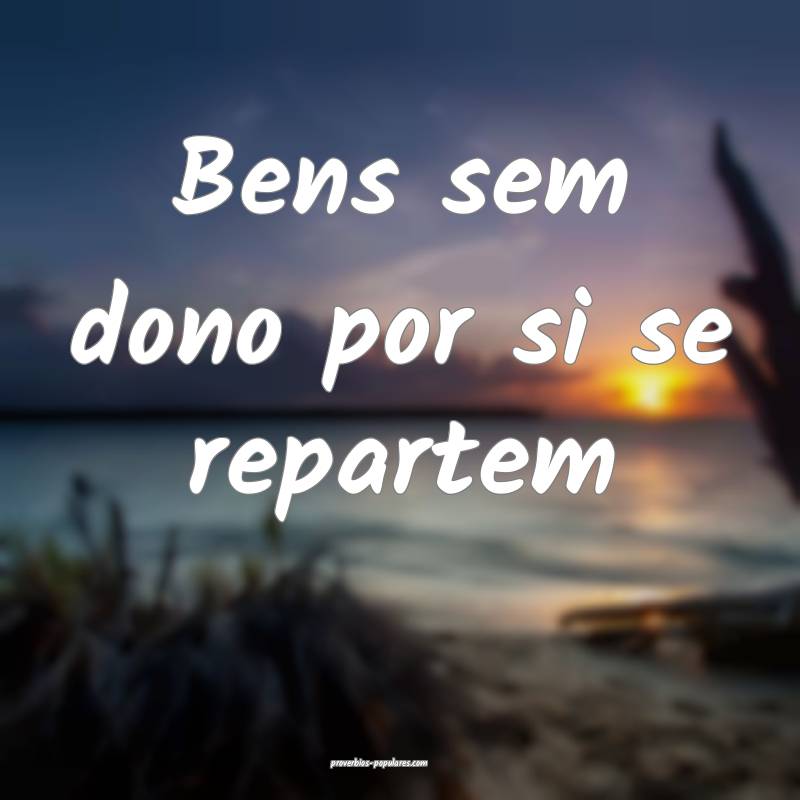 Bens sem dono por si se repartem ...