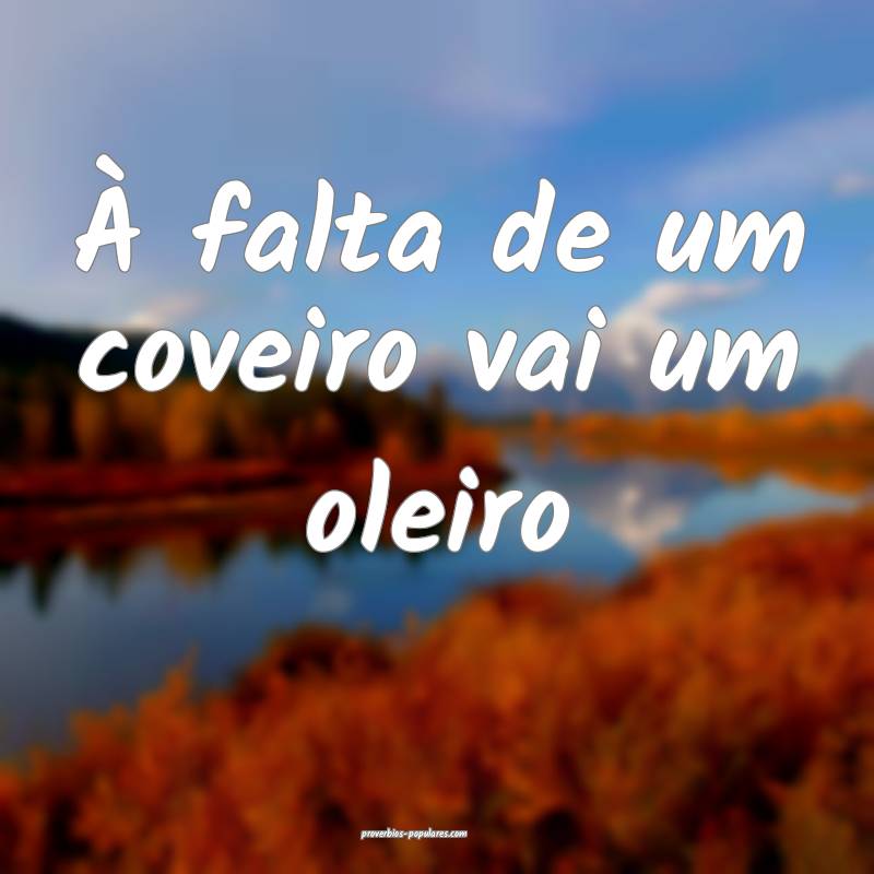À falta de um coveiro vai um oleiro ...