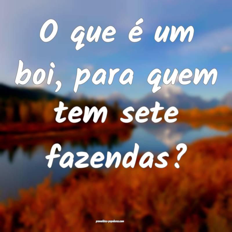 O que é um boi, para quem tem sete fazendas?...