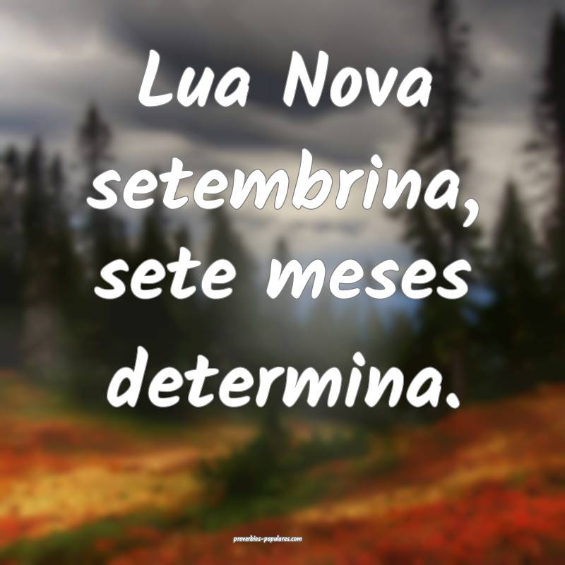 Lua Nova setembrina, sete meses determina....