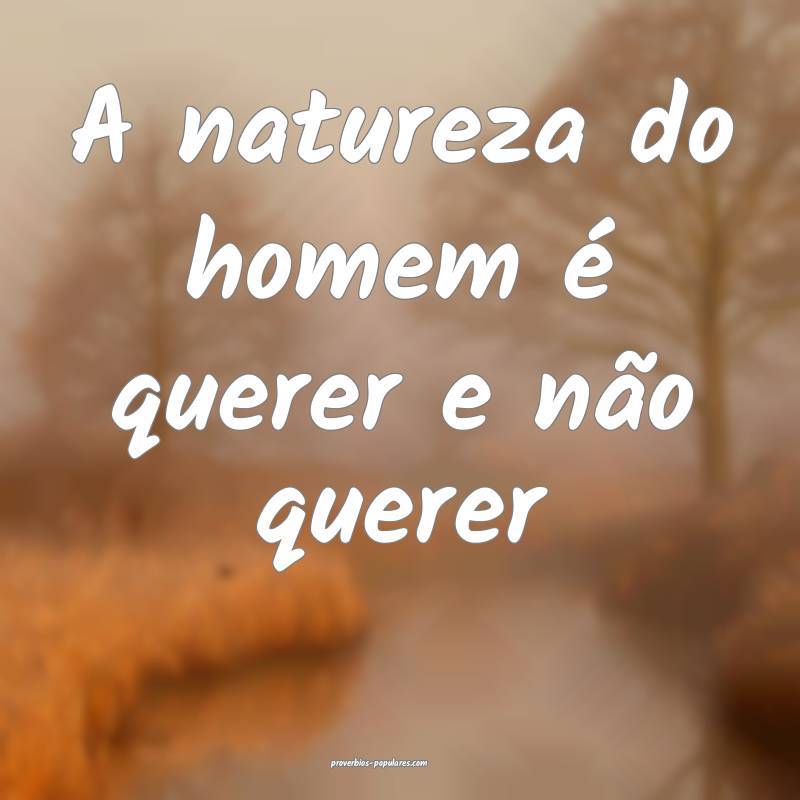 A natureza do homem é querer e não querer...
