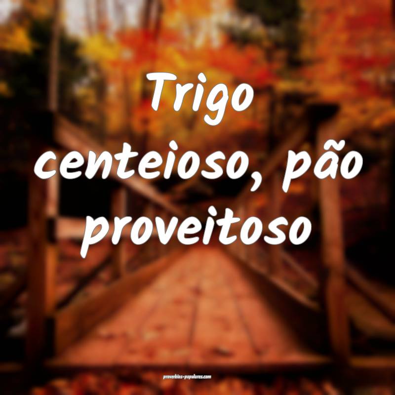 Trigo centeioso, pão proveitoso...